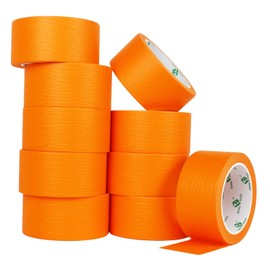 BOMEI PACK 10 Pack Orange Painters Tape, 2" x 30yds, Painting Masking Tape, Clean Release Paper Tape for Home and Office