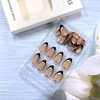 Black French Press On Glossy Nails with Gold Lines Design