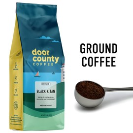 Door County Coffee Black and Tan Non-Flavored Ground - 10 oz Bag - Medium Roast - 100% Specialty Arabica - Non-Flavored Gourmet - Black and Tan