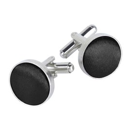 FELYSIK Black Cufflinks for Men, Round Silky Tuxedo Shirts Cufflinks for Wedding Business Banquet Ceremony