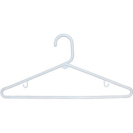 The Great American Hanger Company White Plastic Tubular Top Hanger with Fixed Bar, Box of 36 Space Saving Tube Hangers with Hooks for Hanging Straps