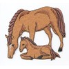Felt Horse Mare and Colt Embroidered Iron on Patch