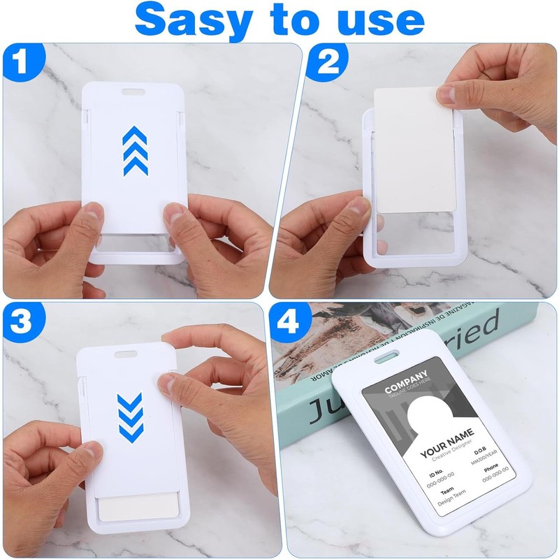 Yharnamite 4 Pcs Sliding ID Badge Holder with Clear Window