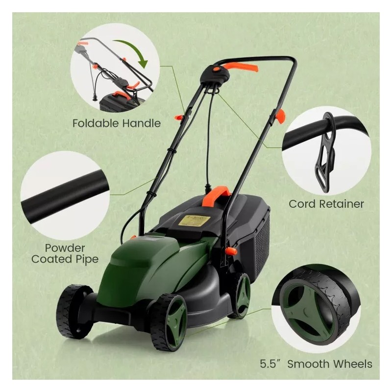 Costway 12-AMP 13.5" Corded Electric Grass Corded Lawn Mower Adjustable