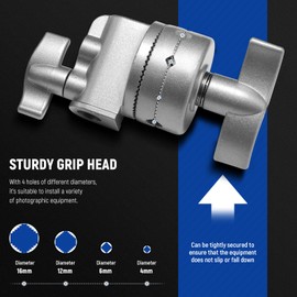 Neewer Multi Functional Heavy Duty 2.5-inch Grip Head Swivel Head Holder Mounting Adapter for Light Stand, Extension Boom Arm and Other Photographic Equipment with 1/2,1/4,3/8,5/8-inch Mount (Silver)
