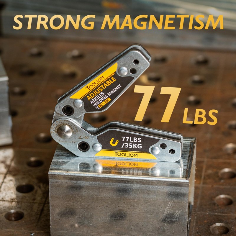 TOOLIOM Adjustable Angle 20°-200° Welding Magnets,Magnetic Pull Force 77 LBs
