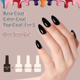 FZANEST Black and White Top Coat Gel Nail Polish,15ml Base Top Color Gel 3 in 1 Step Gel Polish,Soak Off LED UV Nail Gel Polish Nail Art Starter Manicure Salon Kit for Women Girls