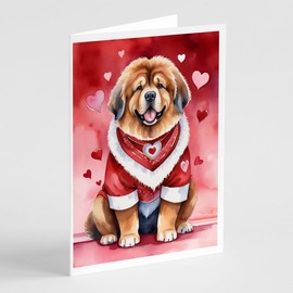 Caroline's Treasures DAC5446GCA7P Tibetan Mastiff My Valentine Greeting Cards Pack of 8 Blank Cards with Envelopes Whimsical A7 Size 5x7 Blank Note Cards