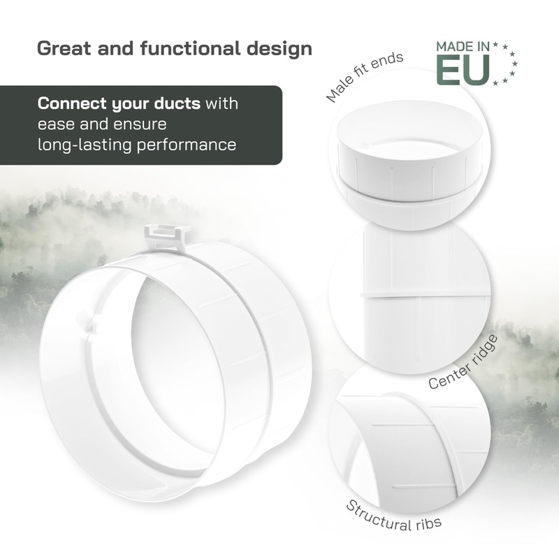 Vent Systems 4" Inch - White - Male Fit Duct