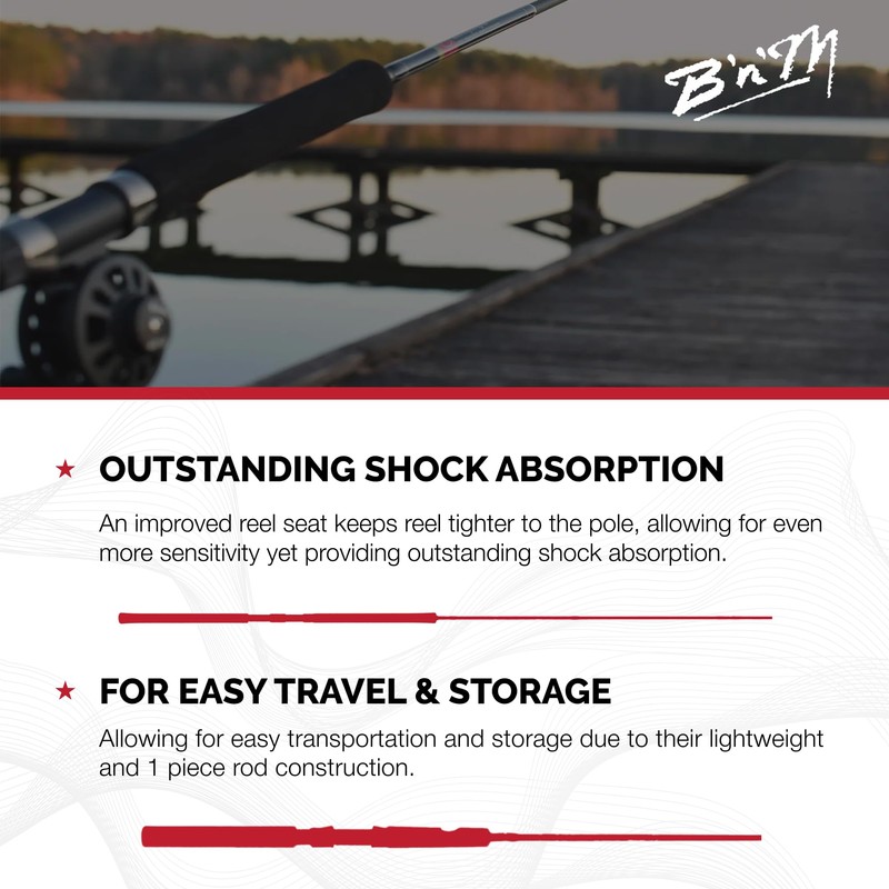 BnM Sharpshooter SIX 1pc Med Action Spinning Rod 6ft, Black