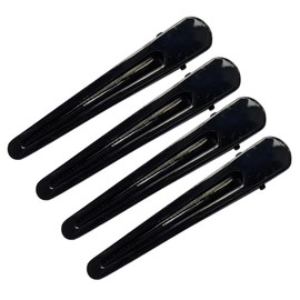 4 Pcs 3 Inch Solid Color Metal Spike Alligator Duck Bill Hair Clips Metallic Duckbill Hair Barrettes Chic Hair Clips for Styling Long Hair (Black)