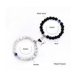 Leatic Couples Bracelets Best Friend Bracelets for Couples Matching Bracelets For Couples Love Heart Bracelet Evil Eye Bracelet Long Distance Relationship Boyfriend Girlfriend Bracelet, crystal