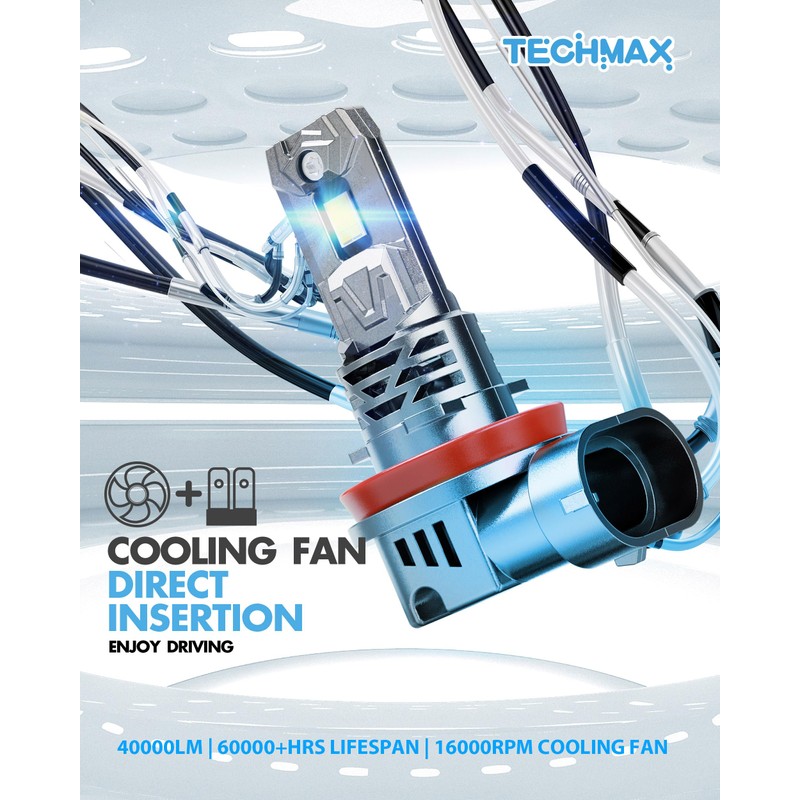 TECHMAX H11 Bulb - 800% Super Brighter, 6500K Xenon White