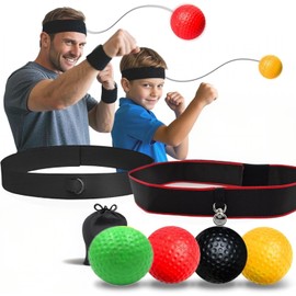 Asdsed Boxing Reflex Ball Set, 4 Balls + 2 Headbands, Perfect for Reflex, Reaction & Eye-Hand Coordination Training