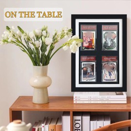 PSA Graded Card Display Frame, Graded Cards Display Case, 4 Graded Sport Card Display Case Wall Mount for Baseball Football Basketball Hockey Trading Card Collection, Black