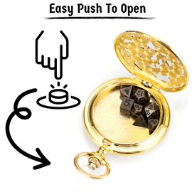 ÖSSZEFUT Mini DND Dice Set Pocket Watch Shell 7PCS Dungeons and Dragons Starter Set Role Playing Board Games of Thrones Gold