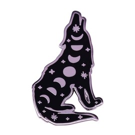 Howling Wolf Lunar Moon Phase enamel pin Celestial Witchy Wizard Bookish Moons Wolfs Gothic Goth jewelry