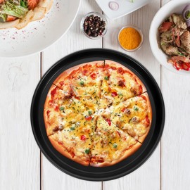 Zerodeko 12.59 Inch Round Oven Pizza Crisper Pan Non-Stick Baking Tray Versatile Kitchen Bakeware for Baking Reheating Freezing Cooking