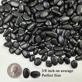 FANTIAN 2 lbs Black Pebbles for Indoor Plants, 3/8 inch Decorative Rocks, Black River Rocks for Succulent Potted Plant, Vase, Aquarium, Landscaping and Outdoor Garden Rocks