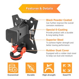 WeiSen 2" Rear Trailer Receiver Hitch with 3/4" Silent D-Ring & Dust Cap Compatible with Polaris RZR Turbo R/Pro S/Pro R 2022-2025