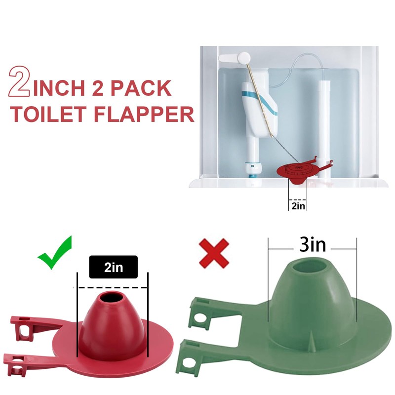 2 Pack 2-Inch Universal Toilet Flapper Replacement Kit - Fits