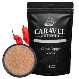 Ghost Pepper Sea Salt for Cooking, Grilling, and Finishing – Chili-Infused Spicy Seasoning Gourmet Salt for Meats and Veggies – 14 oz Refill Pouch by Caravel Gourmet