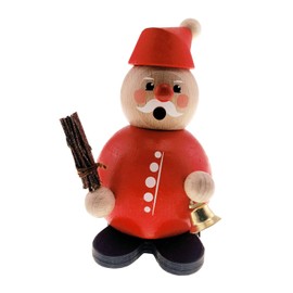 Hess Wooden Toy 40002 Ball Smoker Man Made of Wood, Santa Claus with Bell and Rod, Approx. 12 cm, Decoration for Advent and Christmas Season from the Ore Mountains