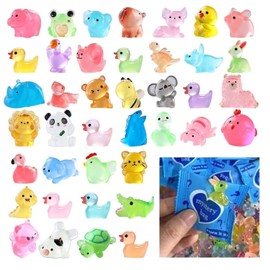 100pcs Mini Resin Animals Figures, Mini Glow in The Dark Cute Animal Resin Models, Mystery Resins Animals Blind Bag, Design Animal Miniatures for Outdoor Decor Dollhouse Fairy Garden Accessories