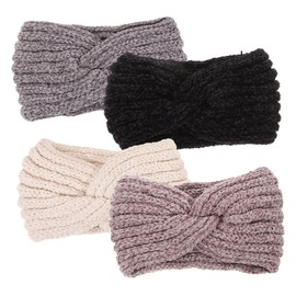LIFKOME 4pcs Knitted Wool Headbands White Sweat Ear Protection Headband for Women