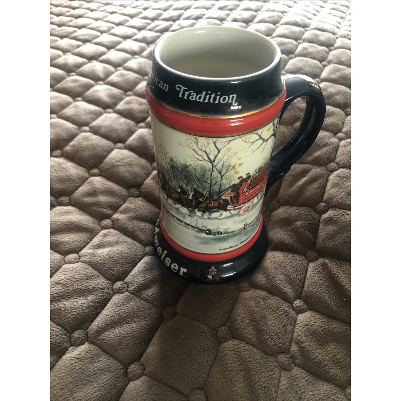 Budweiser New! 1990 Budweiser Beer Holiday Stein -An American Tradition-