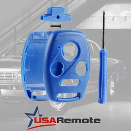 NO CUTTING NEEDED - Key Fob Keyless Entry Remote Shell Case & Pad fits Honda 2003-2012 Accord / 2006-2013 Civic EX / 2009-2015 Pilot /2005-2006 CR-V (Blue)