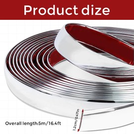 25FT Automotive Chrome Trim Molding, 1/2 Inch Wide, Silver