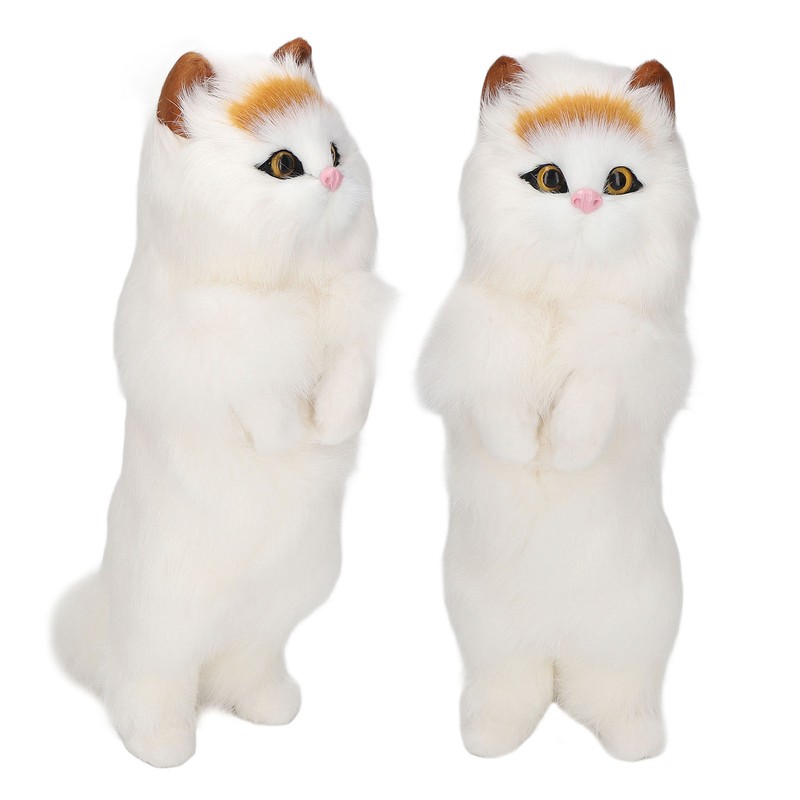 Furry Cat Figurine Realistic Simulated Adorable Lovely Decorative Plush Cat