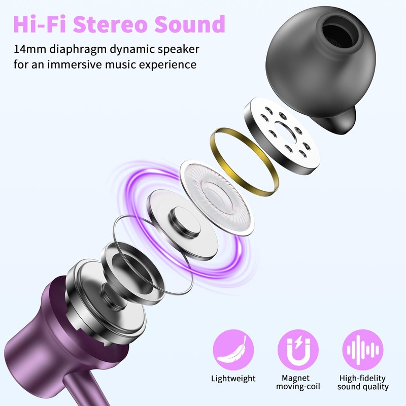 AIAUXAI USB C Headphones Wired in Ear Earbuds with Microphone