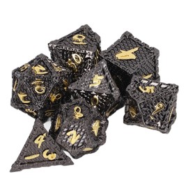 7pcs Polyhedral Dice Metal Exquisite Lightweight Clear Number Role Playing Table Game Dice 09