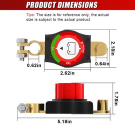 DUSCOKE Top Post Battery Disconnect Master Switch, 12-48V Heavy Duty Battery Cut-Off Switch Disconnect Isolator, Power Kill Switches Shut Off for Car, ATV, RV, Boat and Vehicle Batteries (Top Post)