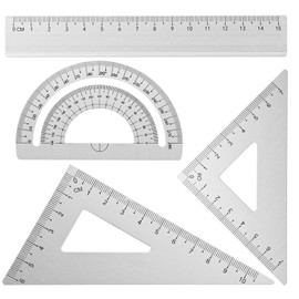 4pcs Tools Student Rulers Set Metal Protractor Set Triangular Geometry Sets Math Ruler Tool Protractor Drafting Ruler Geometric Protractors Measuring Tool for School Home Office Draftsman Engineers