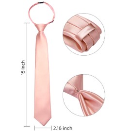 Branduce Rose Gold Tie for Boys Silk Blend Pre-tied Adjustable Kids Necktie for Age 8-12 Wedding School Graduation (TA18-29)