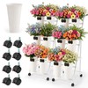 2 Pack Flower Display Stand with 12 Buckets, Wheels &