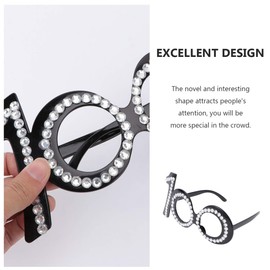 Birthday Number Glasses Crystal Frame Rhinestone Digital 100 Costume Novelty Glasses Photo Prop for 100th Birthday Wedding Party