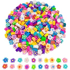 LYTIVAGEN Pack of 200 Pot Flower Beads for Threading Flowers Craft Beads Polymer Clay Beads Flower Bracelet Beads Colourful Fimo Jewellery Beads Soft Ceramic Flower Beads for DIY Bracelet Necklace