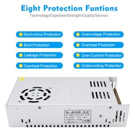 inShareplus 12V 450W LED Power Supply,12 Volt DC Switching Power Supply, 37.5A, 100-240V AC to DC 12 Volt LED Driver, Converter, Transformer for LED Strip Light, Computer Project