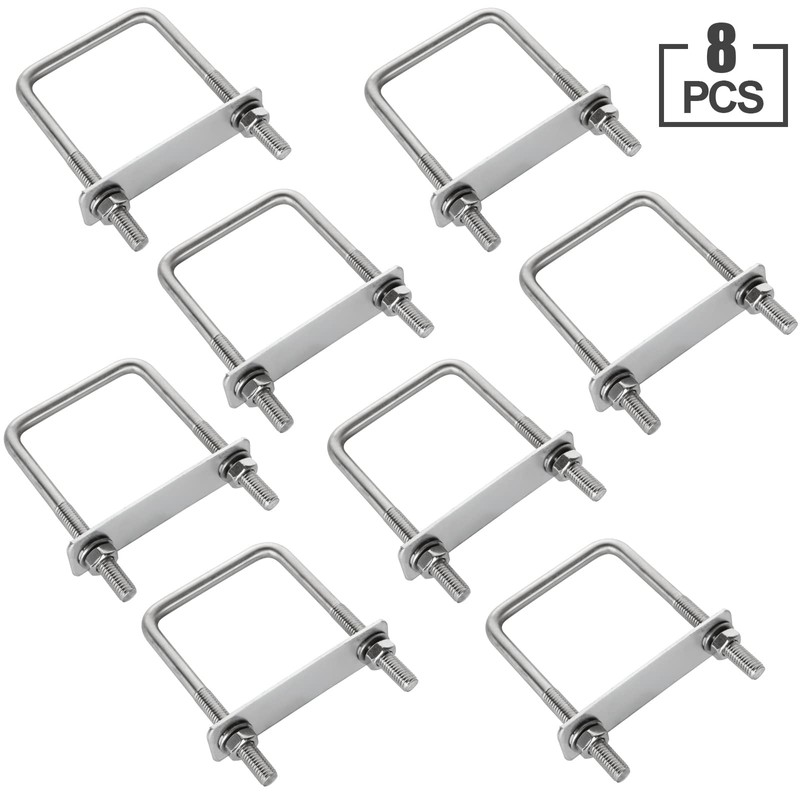 CertBuy 8 Pack Square U-Bolts 2-1/2" Inner Width 100mm Length