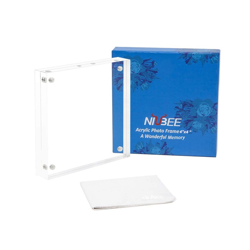 4x4 Clear Picture Frame, Double Sided Acrylic Photo Frames with