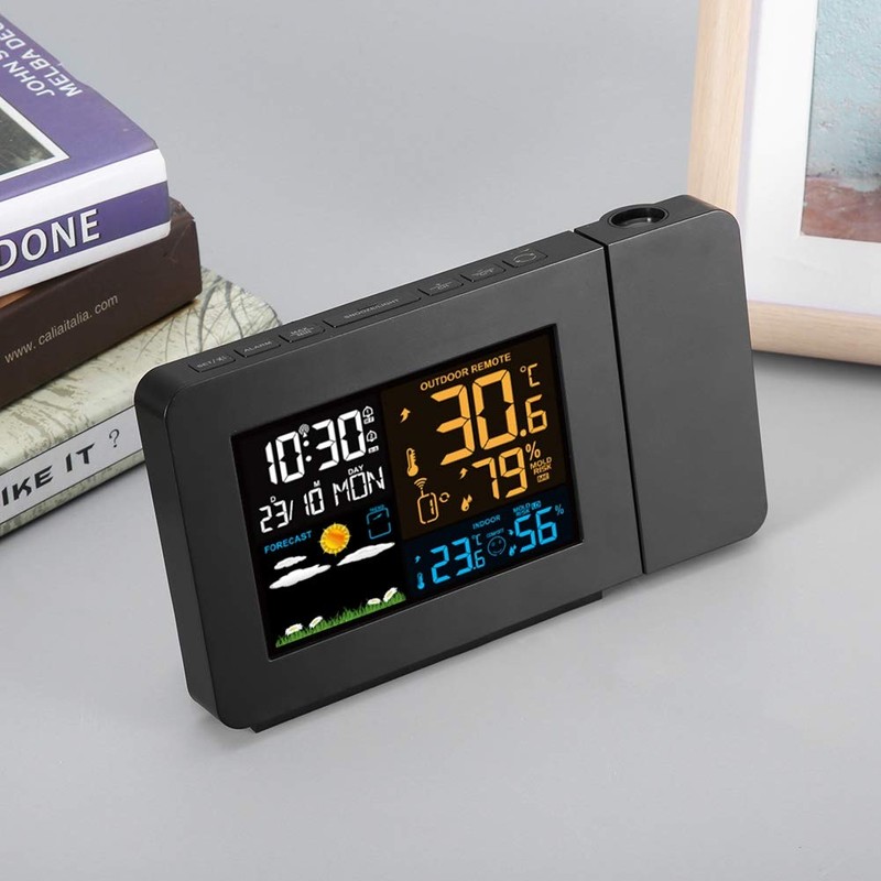 Temperature Clock, Waterproof Digital Clock US Plug Double Alarm Clock