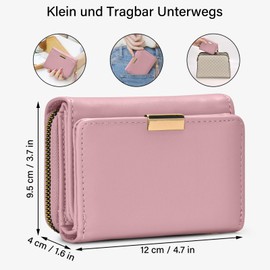oscaurt Women's PU Leather Small Wallet with RFID Blocking, 7 Card Slots, Large Capacity, Small Purse for Women, pink, Fashion