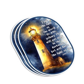 (3Pcs) I Am The Light of The World Christian Sticker Inspirational Bible Verse John 8:12 Jesus Faith Prayer Vinyl Decal for Tumbler Laptop Water Bottles Book Phone - Size 3x2.1