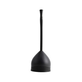 Casabella Toilet Plunger and Hideaway Caddy Combo for Bathrooms, 2-Piece Heavy-Duty Toilet Plunger and Holder Set, Black