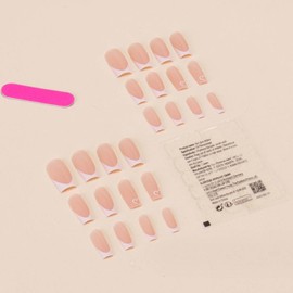 Yamobi Pack of 24 Short Square Press On Nails, French White False Nails with Heart Design, Artificial Nails for Sticking, False Nail Tips, Fake Nails