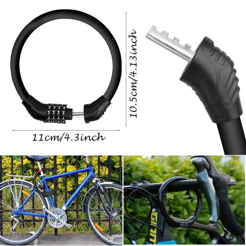 Black Bicycle Lock, Mini Bicycle Lock, Steel Bicycle Cable Lock,